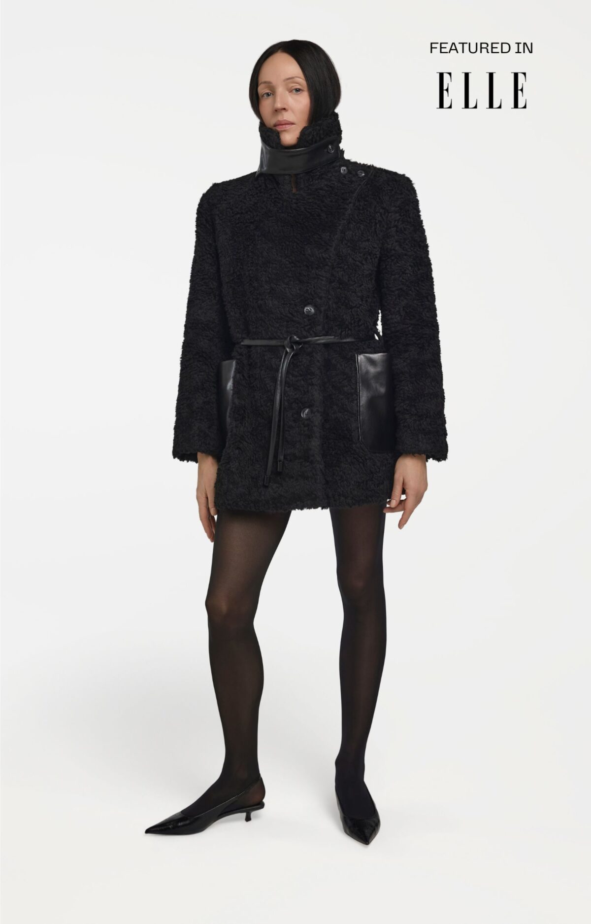 Sustainable plant-based fur coat made from flax material by Balsais