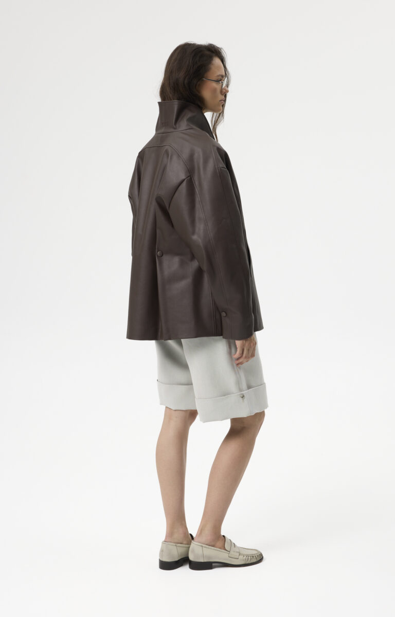 Olive-based Leather Jacket - Bonasa Brown