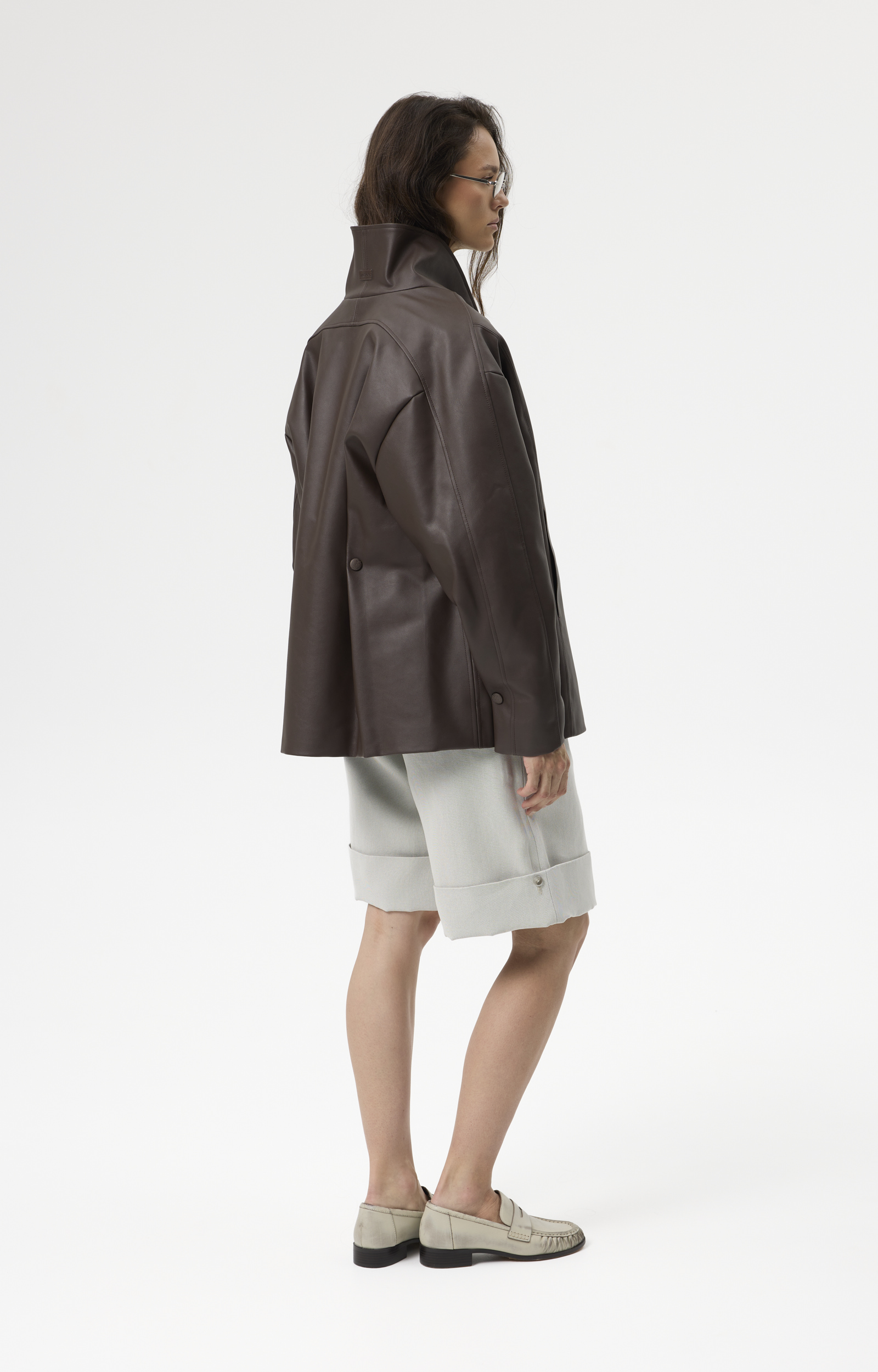Olive-based Leather Jacket - Bonasa Brown