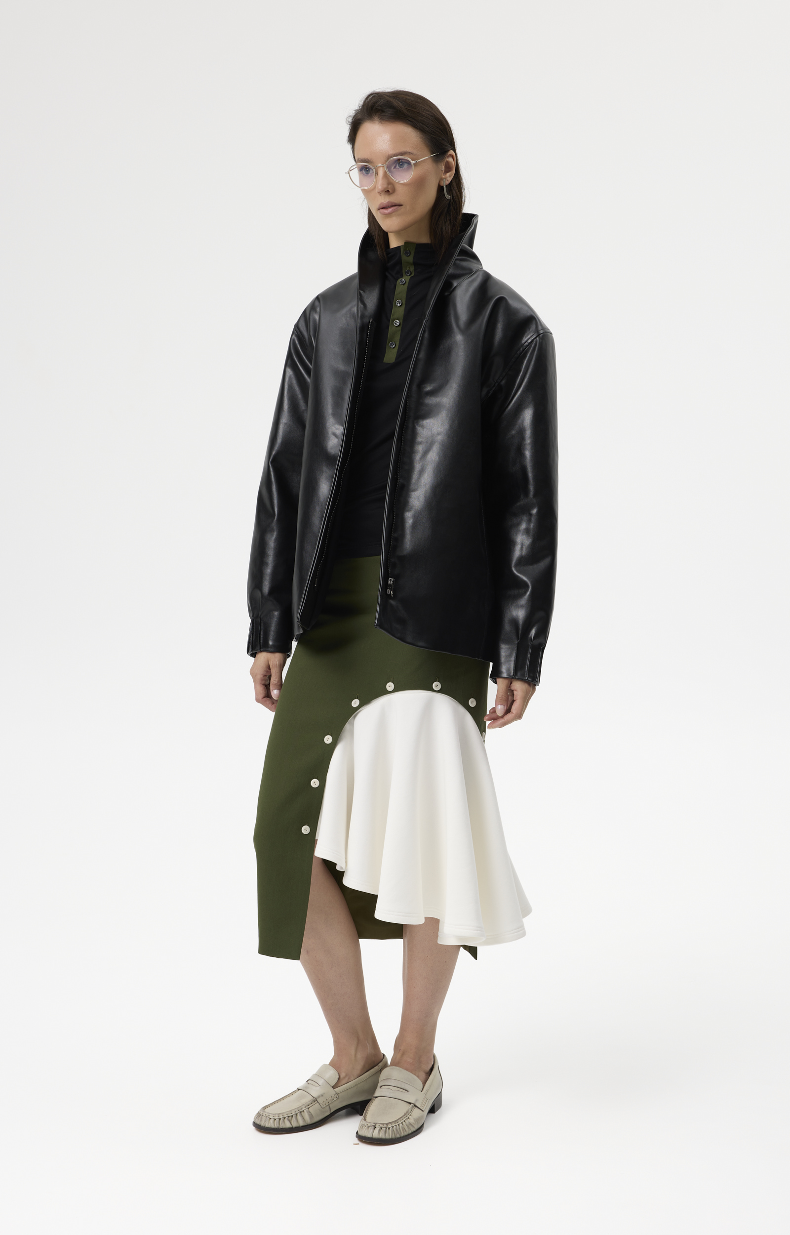 Olive-based Leather Jacket - Olea Black