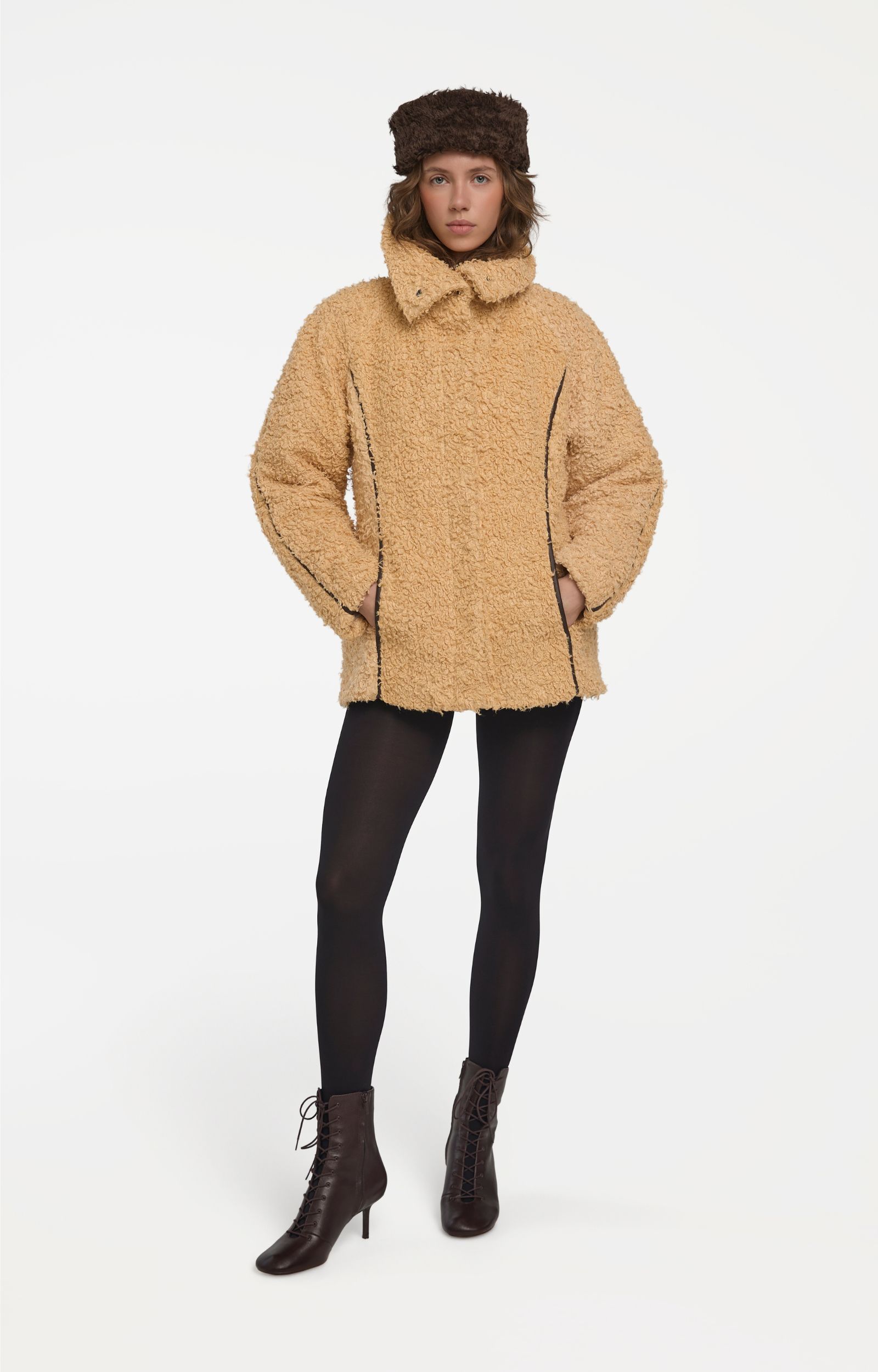 Butter women’s plant-based fur coat made from flax-based material by Balsais, Pecora
